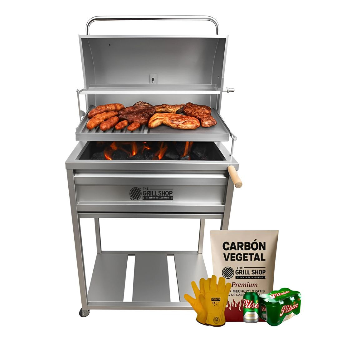 Parrilla Mediana Con Tapa Full Acero Inoxidable Grill Shop